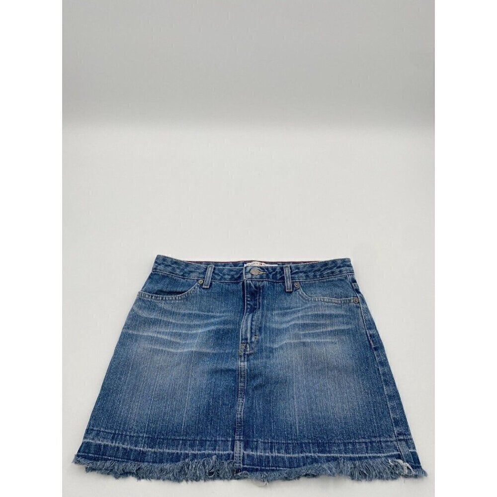 Tommy Hilfiger Denim Fringe Hem Mini Skirt Blue Women Size 8